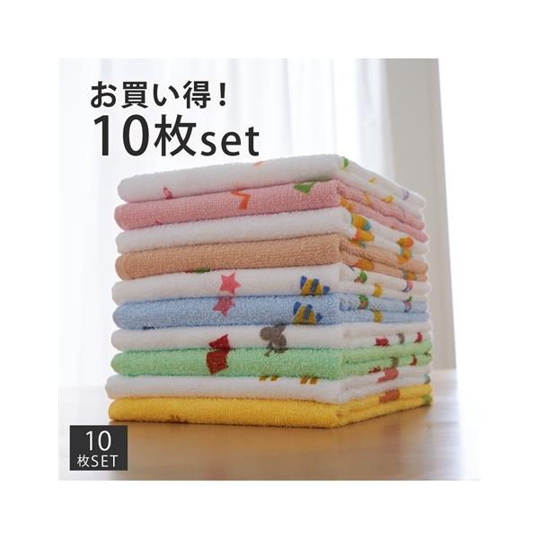 フェイスタオル よくばり プリント フェイス タオル ファンシー 5柄10枚セット  吸水 約 34×80cm ニッセン nissen