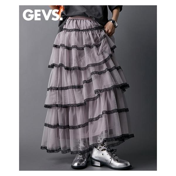 ロングスカート レディース チュールティアード マキシ スカート 有