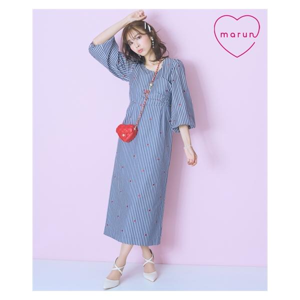 ワンピース ロング マキシ レディース オリジナルハート刺しゅうカシュクール marun ひざ下 | L/LL/3L/4L/5L | ニッセン nissen ニッセン（nissen） ワンピース ロング マキシ レディース オリジナル