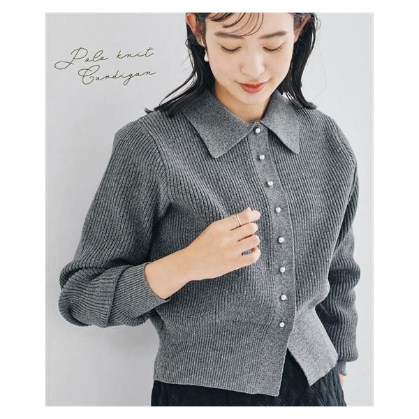 ニッセン（nissen） ニット セーター レディース シルバーボタン襟付き