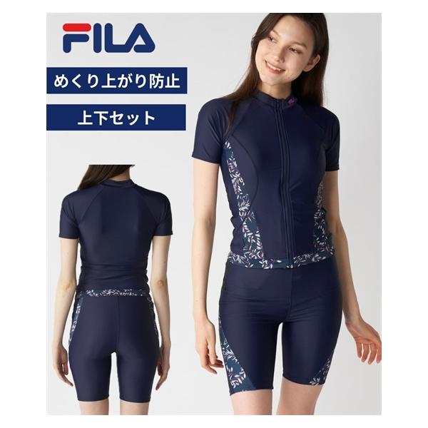 FILA（フィラ） 水着 フィットネス 競泳 レディース リーフ柄 プリント