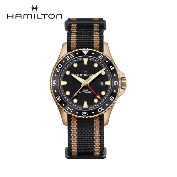 ハミルトン カーキ 腕時計 ご購入特典つき ネイビー スキューバ GMT43mm 自動巻 H82565930
