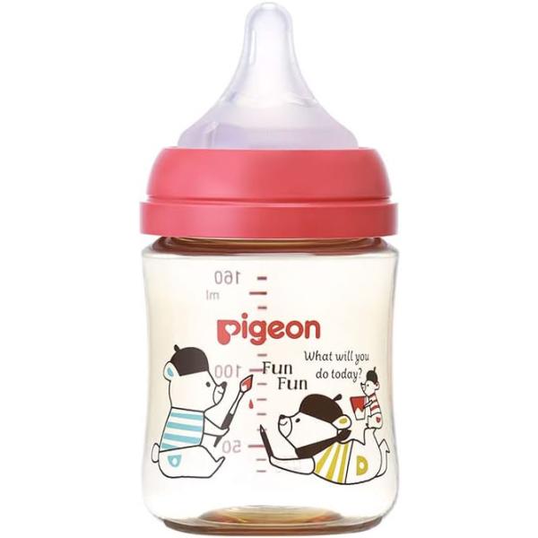 母乳実感哺乳びん プラスチック160mlの特徴・0カ月から、母乳実感乳首SS（丸穴）付き。・哺乳の3原則「吸着（きゅうちゃく）」「吸啜（きゅうてつ）」「嚥下（えんげ）」をサポートします。「吸着」サポート：おっぱいに近づけ、スムーズな舌の動き...