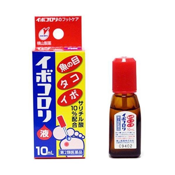 イボコロリは、サリチル酸の角質軟化溶解作用を利用した医薬品(角質剥離剤)です。患部に塗布するとすばやく乾燥し、白い被膜をつくり、厚く硬くなった皮膚をやわらかくし、魚の目・タコ・イボを取り除きます。液体タイプ