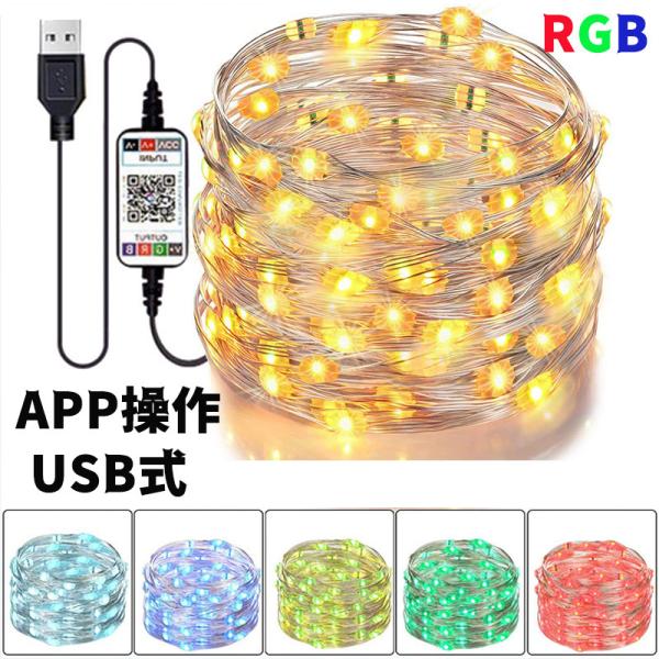 LEDイルミネーションライト ジュエリーライト 100球 10m USB式 APP操作 クリスマス飾り タイマー機能 音楽モード 調光調色クリスマス 飾り