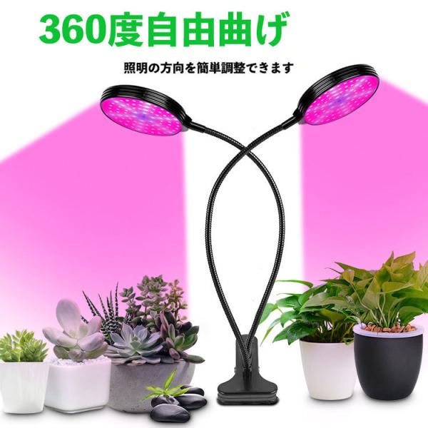 植物育成ライト LED 植物ライト 円盤4灯式 室内栽培ランプ タイミング定時機能 5段階調光 観賞用 360°調節可能  肉植物育成 家庭菜園 室内園芸