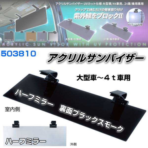 アクリルサンバイザー UVカット仕様 大型車/4t車用 ハーフミラー