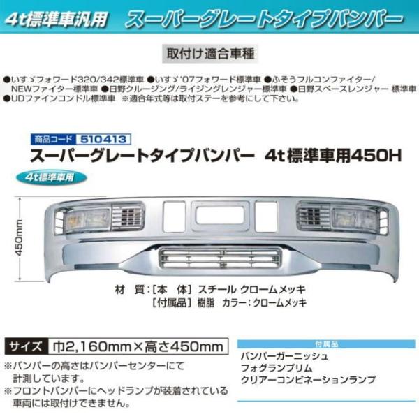 スーパーグレートタイプバンパー 4t標準車用 450H : トラック用品専門 