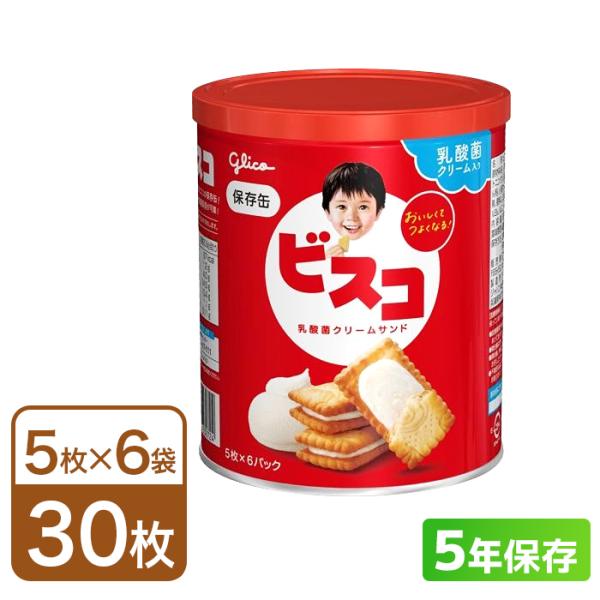 ビスコ ビスコ保存缶（5年保存）30枚入（5枚×6パック）×1缶 : くらし館