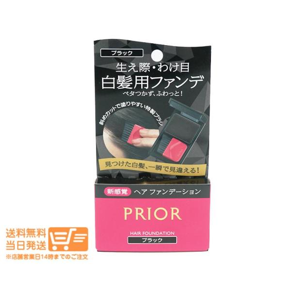 資生堂 プリオール ヘア ファンデーション ブラック 黒 白髪用 毛髪着色料 ブラシ付き 3.6g
