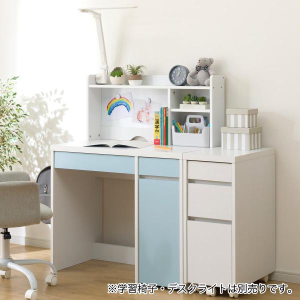あきちゃん ニトリ 学習机 レトアーデ デスクワゴンセット コンパクト ニトリ コンパクトデスク+上棚＋ワゴンセット(ES23 WH/TBL