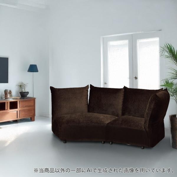 ニトリ 布張りフェザーソファ 2バックカウチセット(YH01 DBR