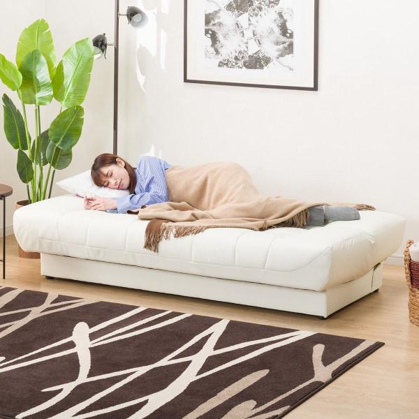 メーカー直送】 合皮ソファベッド(NSクリーン ピナ4 WH) ソファカバー