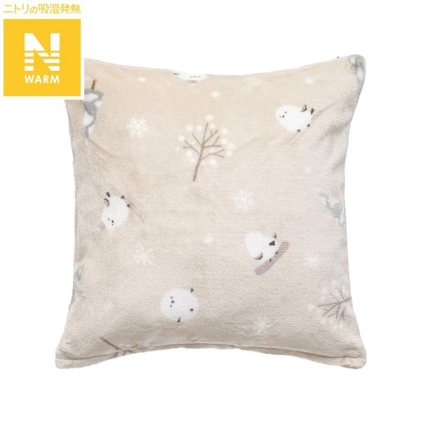 ニトリ（NITORI） クッションカバー(Nウォーム シマエナガグレーgSCq1a