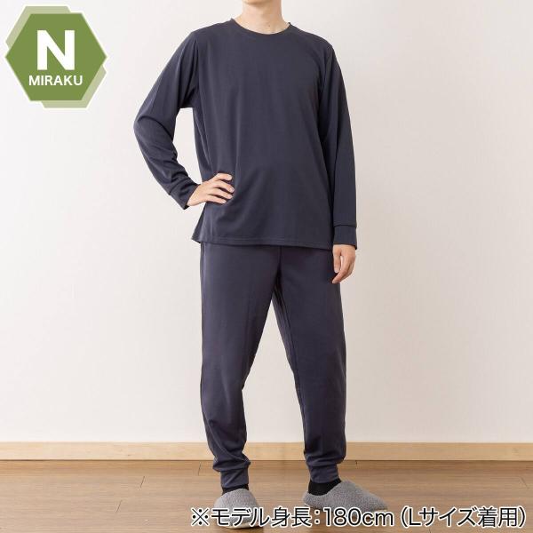 MENS 着るだけで疲労回復リカバリーウェア 長袖Tシャツ・ロングパンツセット(Nミラク ネイビー L) ニトリ