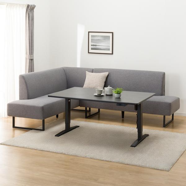 直接引渡しのみ ダークネイビー ダイニングソファ ニトリ（NITORI） 布張りリビングダイニング3点セット(JT341セラミック