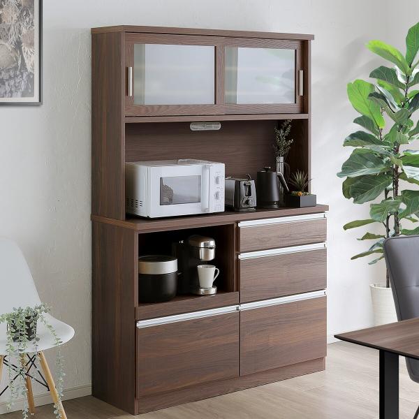 ニトリ キッチンボード ガラス扉付き ニトリ（NITORI） 半透明ガラスのキッチンボード (幅119.5cm BR