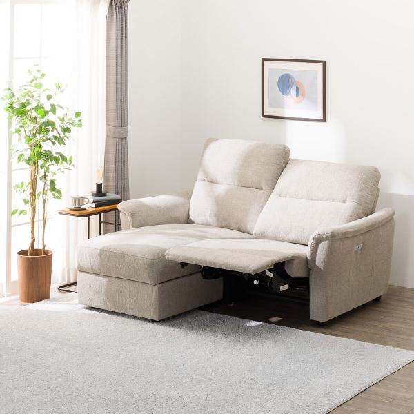 ニトリ 2人掛け布張り電動リクライニングカウチソファ(KK6133 右カウチ