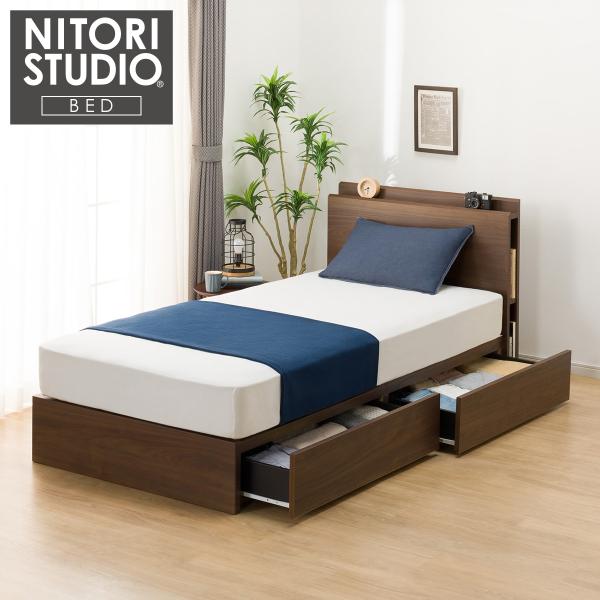 ニトリ シングル 棚・サイド収納付きベッドフレーム(NS-003 浅型/床板
