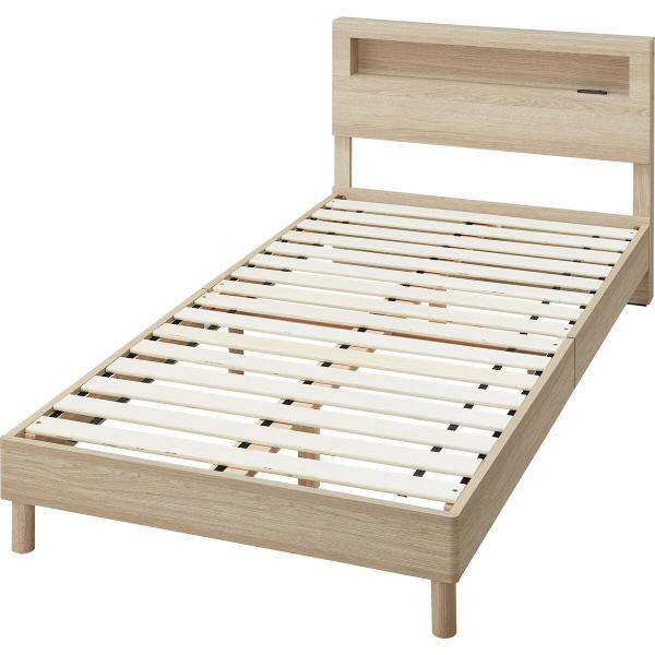 ニトリ シングルベッドフレーム(ヘンリック 棚・コンセント付き KD GW