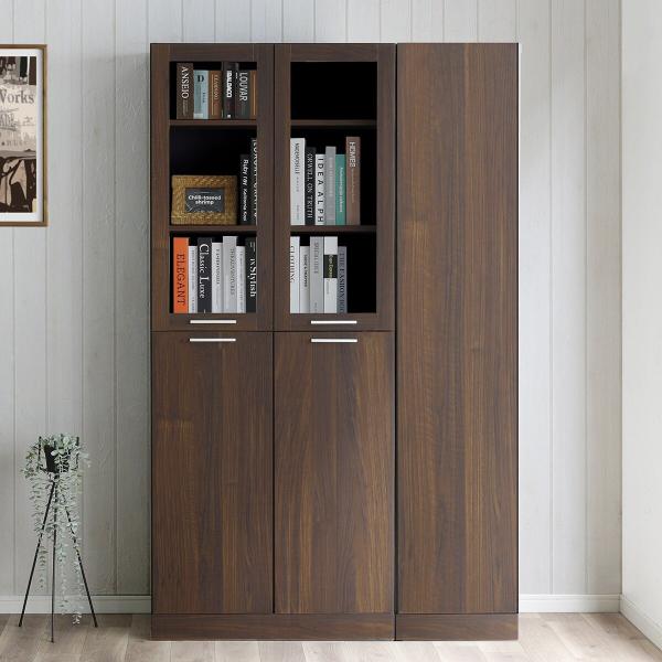 引き取り可 美品 ニトリ NITORI 扉・引出し付き書棚 ガラス扉 ブラウン ニトリ ガラス扉付きフリーボード (幅110.5cm BR) : ニトリ