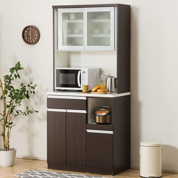 ニトリ キッチンボード (レジューム 幅90cm) 食器棚 ハイタイプ