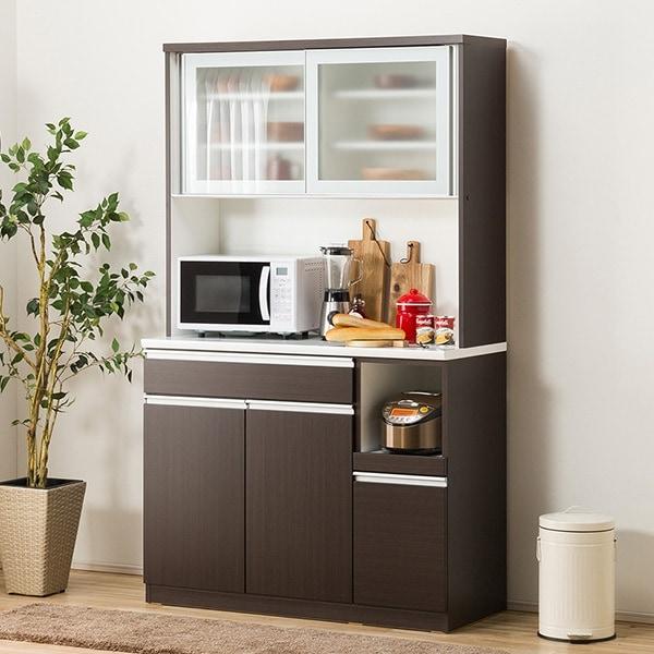 ニトリ 食器棚 レンジボード キッチンボード レジューム 幅120 ニトリ 幅120cm キッチンボード( レジューム120-2TF-H DBR/120