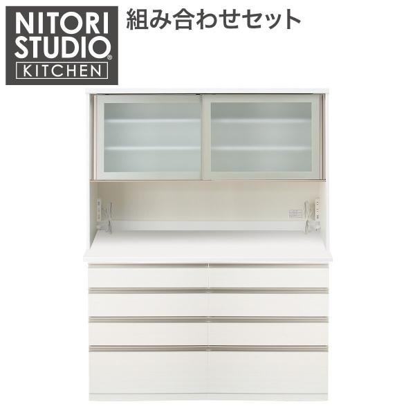 ニトリ 幅160cm キッチンボード(リガーレ50GH-160KB/H50-80C WH