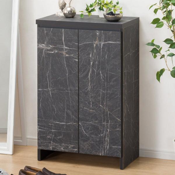 ニトリ（NITORI） 大理石調シューズラック(ロータイプ 幅60cm ブラック