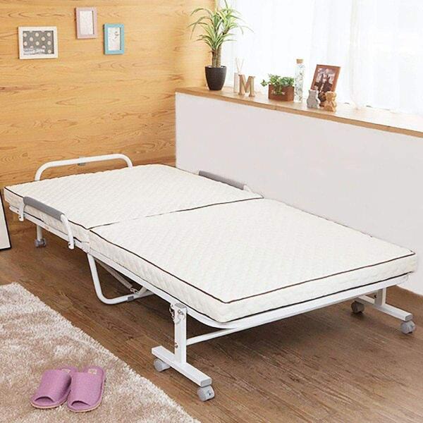 コンパクトショートシングル折りたたみベッド(幅98×奥行190cm WH) ニトリ