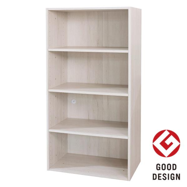 リメイク棚　ホワイト Nクリック 簡単組立て カラーボックス ディープ ワイド4段(ホワイト