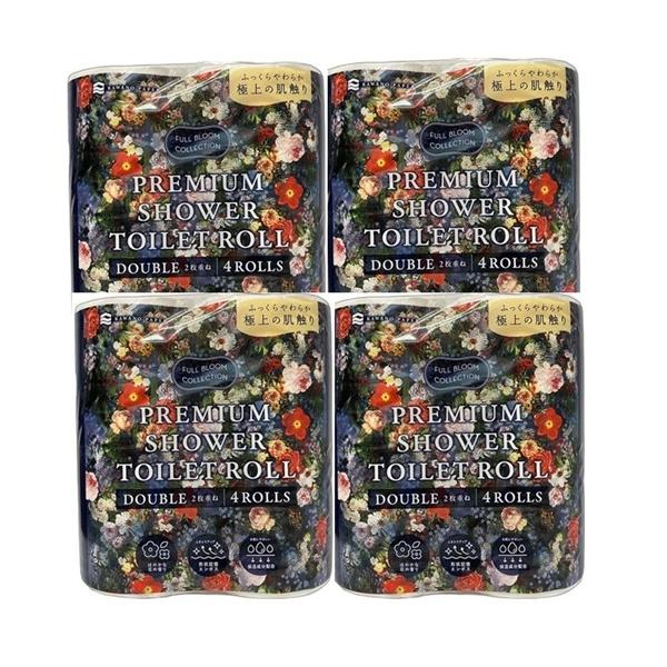 トイレットペーパー ダブル 河野製紙 FULL BLOOM COLLECTION プレミアムシャワートイレット 4R 4個