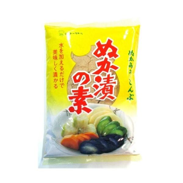 水を加えるだけで簡単に美味しいぬか床ができ、野菜をつけてから約１２〜２４時間程度で食べることができます。更に米ぬかを使用しているのでまろやかな風味に漬けあがり、ぬか漬特有の臭いがないので手に臭みが残ることもありません。甘味料、防腐剤、着色料...