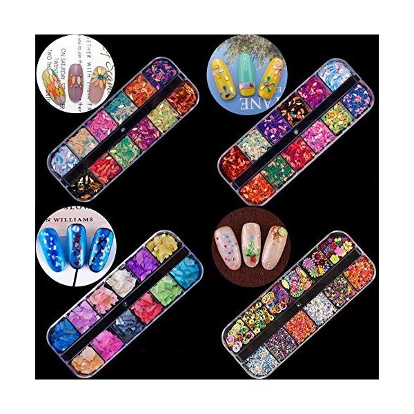 ネイル パーツ 4個 セット 6パターン 金 パターン2 ストーン 銀 パール 当店限定販売 ブリオン ホログラム