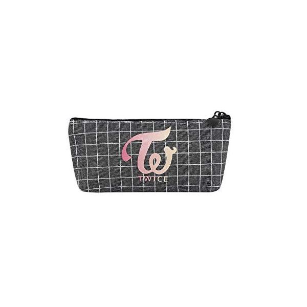 Twice 人気ショップが最安値挑戦 ペンケース ポーチ グレーピンクロゴ 小物入れ トワイス ワンスグッズ 筆箱