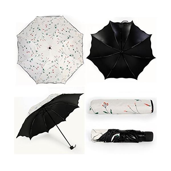 Bidason 日傘 晴雨兼用 折り畳み傘 レディース 花柄 傘 遮光 撥水加工 おしゃれ 折りたたみ傘 紫外線カット お得クーポン発行中 遮熱