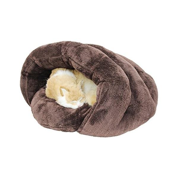 爆買いセール ペットスタイル Pet Style もぐりこみベッド ペットベッド 犬 猫 ブラウン ふわふわ 暖か M シェル型 ベッド