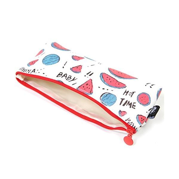 フルーツ デザート イラスト ペンケース ペンポーチ 有り 有名な 両面 03 スイカ 柄