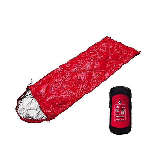 Hasky 軽量コンパクト ダウン寝袋 封筒型 限界使用温度0 マート レッド シュラフ 羽毛
