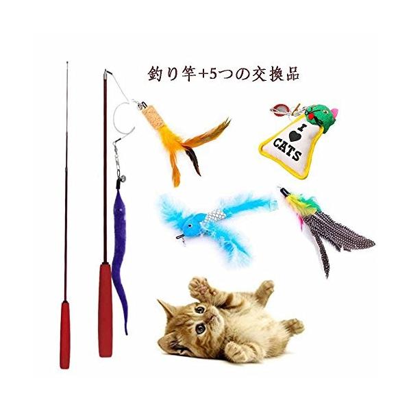 Haol 猫おもちゃ ペット玩具セット マウスと鈴と羽はボール リトラクタブル釣竿 17個入 激安卸販売新品