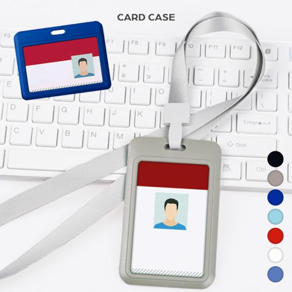 カードケース 名札ホルダー スライド式 ネックストラップ付き ハードタイプ 吊り下げ名札 ICカード 縦型 横型 選べる