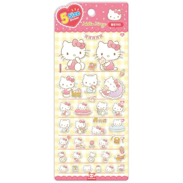 韓国の正規品（輸入品）ですサンリオの人気キャラクターたちが、ひとつのシートにぎゅっと詰まった「5サイズステッカー」です。XS・S・M・L・XLの5段階サイズで構成されており、小さなワンポイントから、存在感のあるメイン使いまで幅広くお楽しみい...