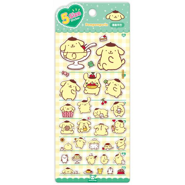 韓国の正規品（輸入品）ですサンリオの人気キャラクターたちが、ひとつのシートにぎゅっと詰まった「5サイズステッカー」です。XS・S・M・L・XLの5段階サイズで構成されており、小さなワンポイントから、存在感のあるメイン使いまで幅広くお楽しみい...