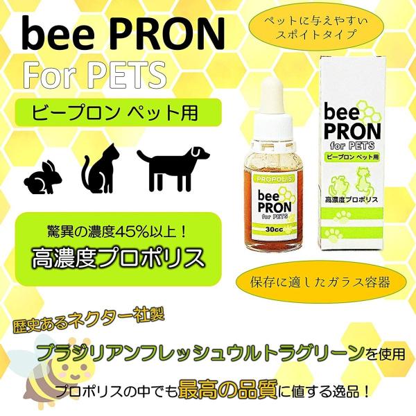 ビープロン ペット用 高濃度 プロポリス beePRON for PETS 30cc ブラジル産 アルコールフリー 免疫 健康 サポート