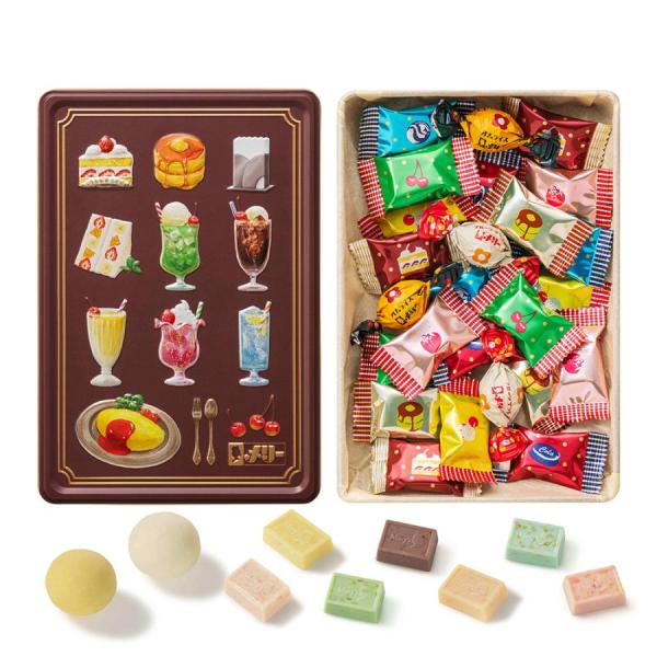 メリーチョコレート はじけるキャンディチョコレート 喫茶メニュー缶