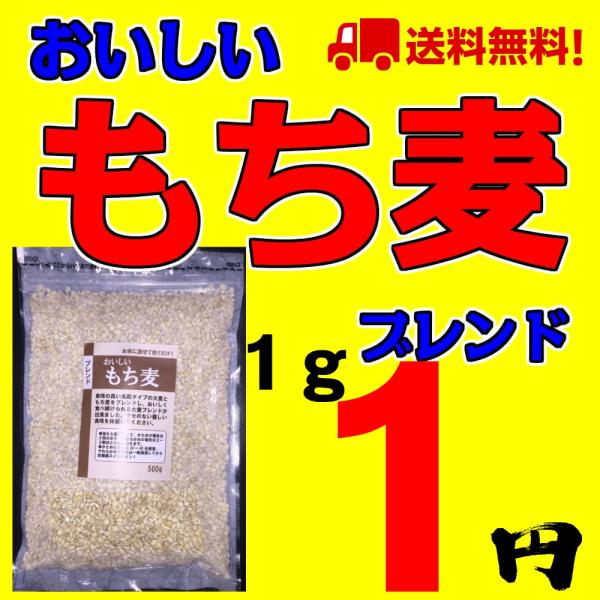 もち麦 国内産 国産 おいしいもち麦ブレンド 500g メール便 送料無料｜nkms