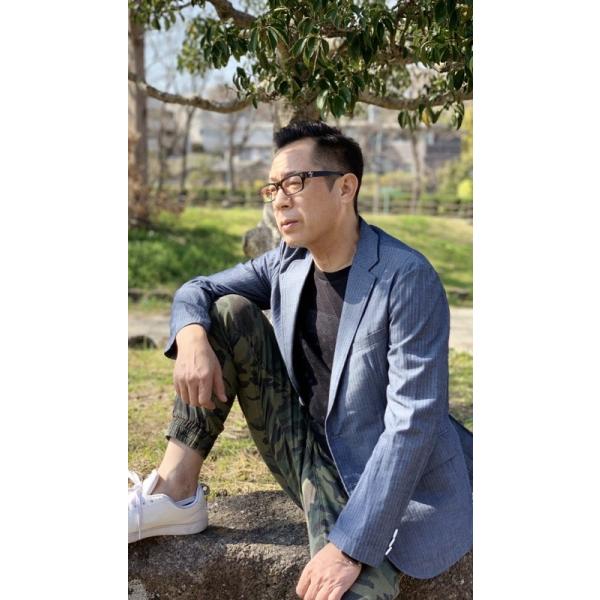 メンズ春夏シングルジャケット ネイビー ヘアラインストライプ 40代 50