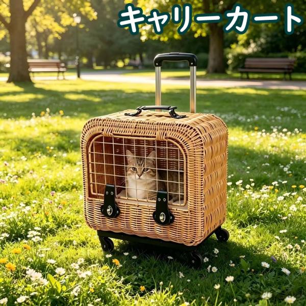 ペットキャリーカート キャスター付き ペットキャリー キャリーバッグ 小型犬 猫 キャリーケース お出かけ 防災 旅行 病院 通院 電車 飛び出し防止 おしゃれ