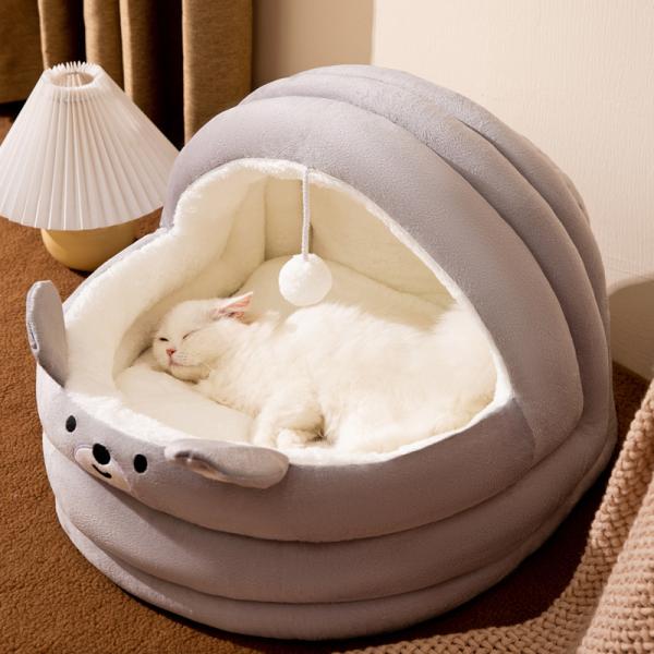 ドーム型 ペットベッド 犬 猫 ベッド 冬 おしゃれ ハウス 暖かい ペット ふわふわ ボア 犬用ベッド ネコベッド ドームベッド 30*30*28cm S