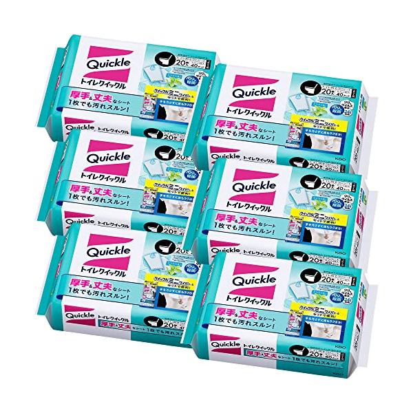他サイト： まとめ買いクイックル トイレクイックル つめかえ用 大容量 ミント 20枚入 × 6個 99%除菌 24時間抗菌の商品画像